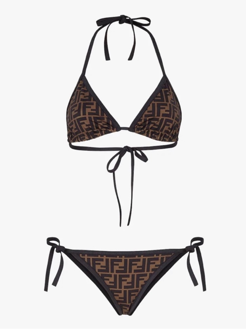 Fendi Brown Logo Triangle Bikini